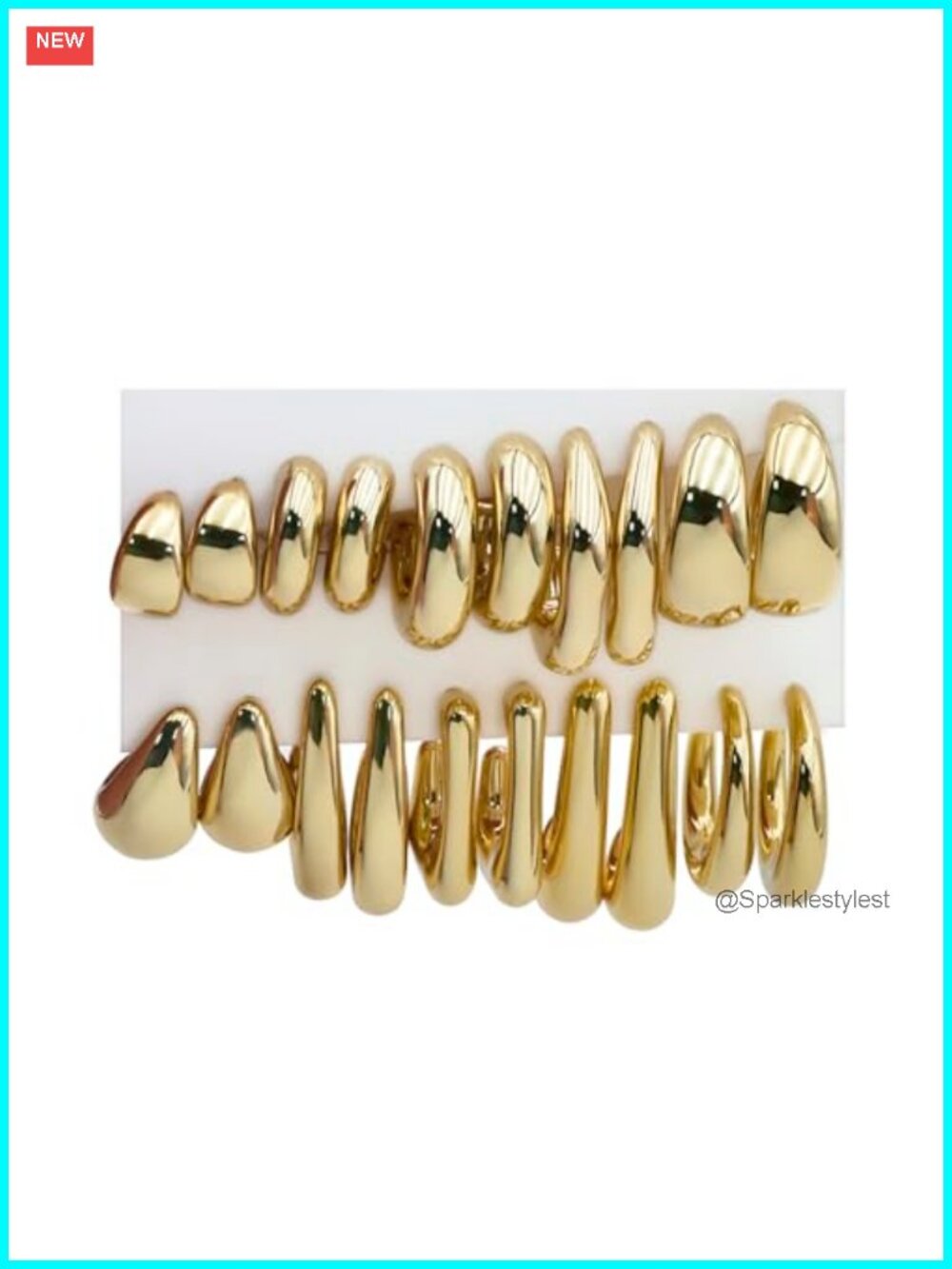 Chunky Gold Plated Hoop & Dangle Earrings Set Hypoallergenic Lightweight